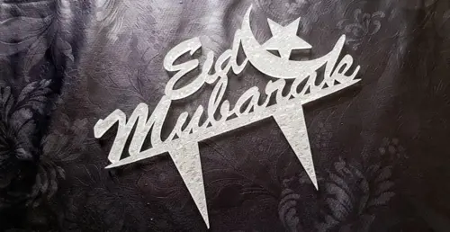 Eid Mubarak Cake Topper in Silber