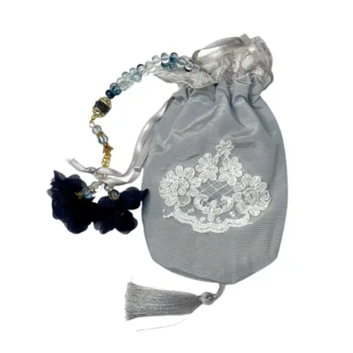 Tasbih 99 Perlen im Geschenksäckchen, grau