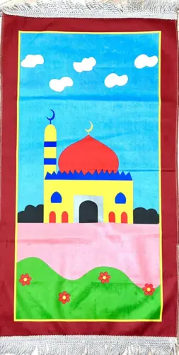 Großer Kinderteppich Moschee mit rotem Rand