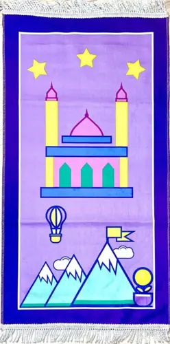 Große Kinderbettdecke Moschee mit Sternen (Lila)