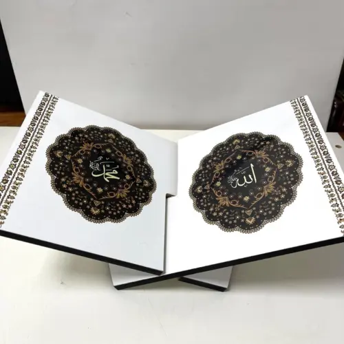 Koran Holder i Træ, Hvid/sort