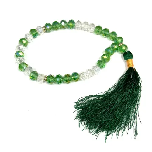 Hellgrüne & Weiße Tasbih mit Glanz