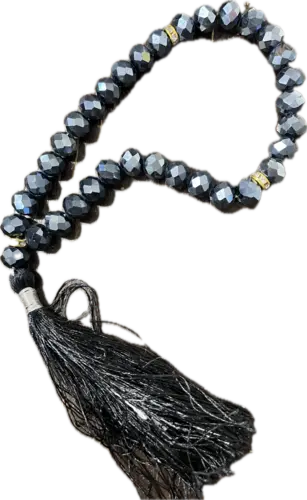 Schwarze Metall-Tasbih mit 33 Perlen