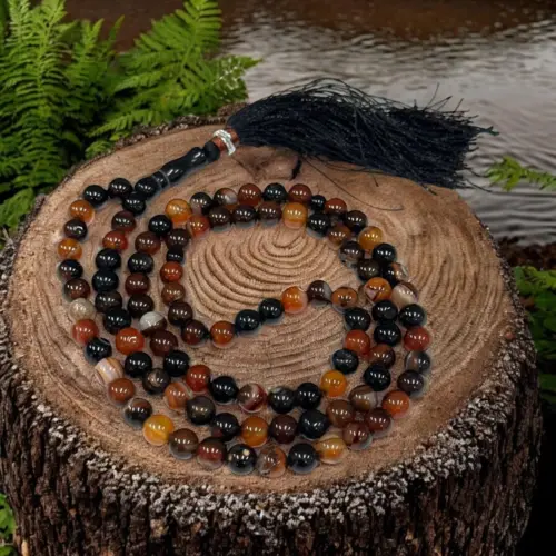 Tigers Eye Schwarzer Achat Stein Tasbih 99 Perlen