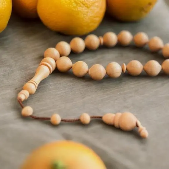 Håndlavet Tasbih med 33 Perler i Appelsintræ, Fra Tyrkiet