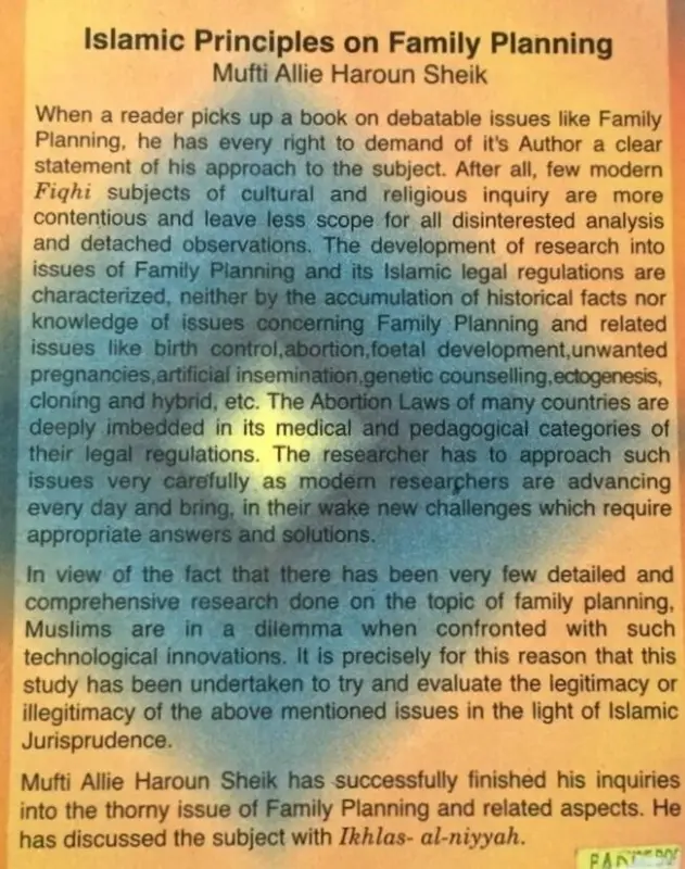 Islamic Principles on Family Planning