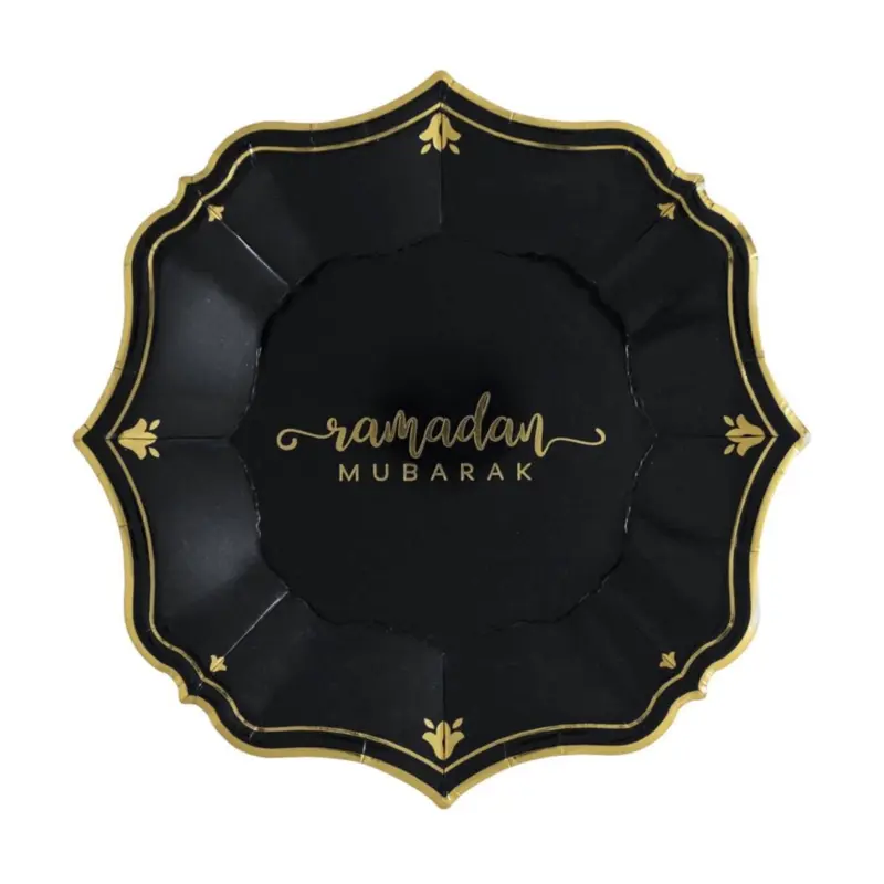 Ramadan mubarak tallrikar svart guld, 8 st