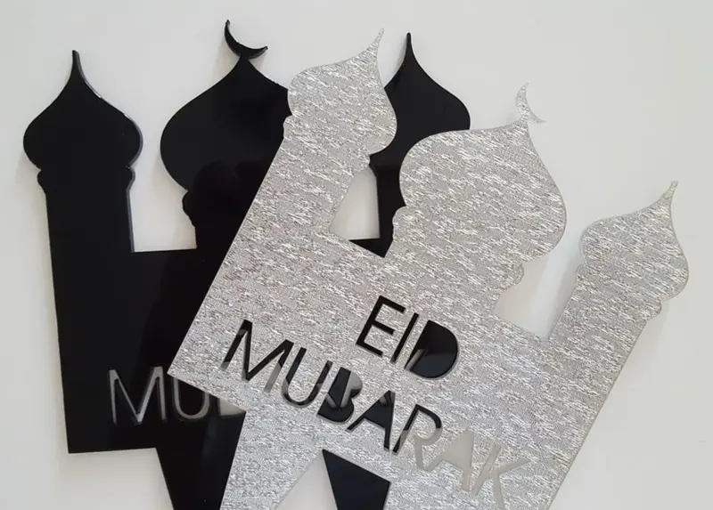 Eid Mubarak Cake Topper MOSKÉ i Sort glas