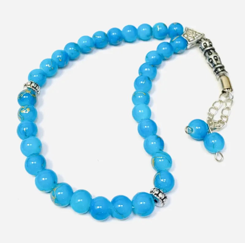 Aqua Blue Tasbih 33 pärlor