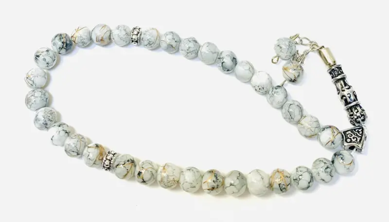 Glas-Tasbih im Marmor-Design mit 33 Perlen