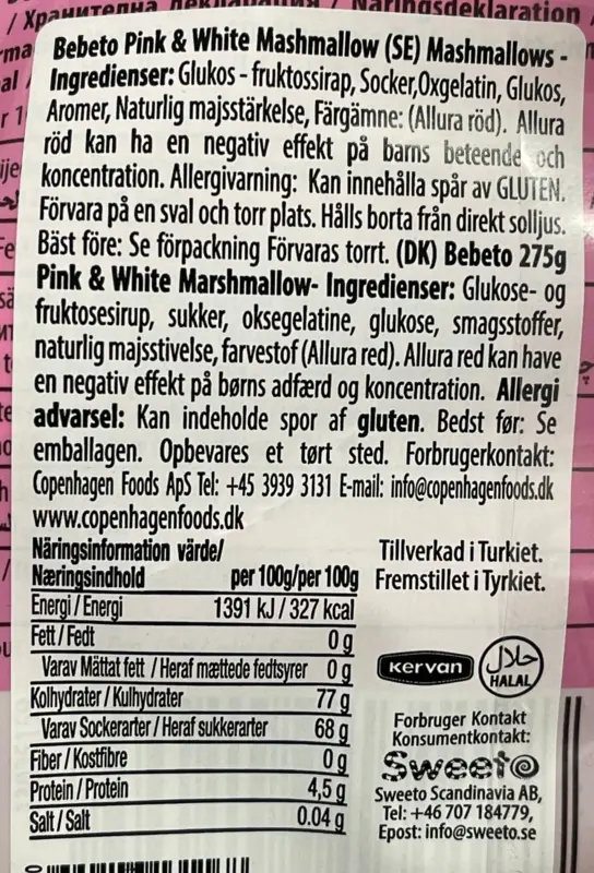 Marshmallow rosa & vit Bebeto 275g