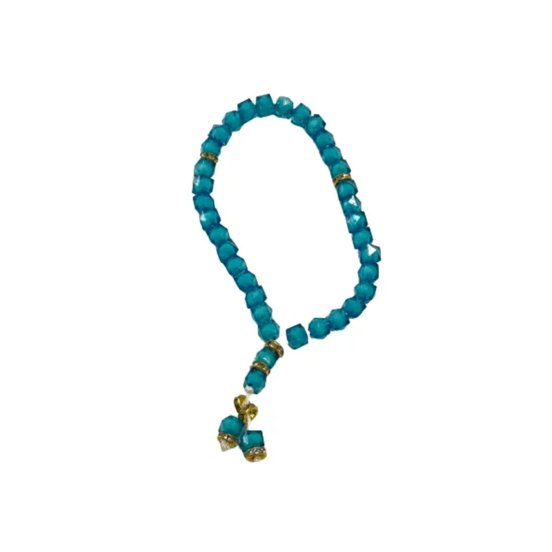 Türkisfarbene Krystal-Tasbih mit 33 Perlen