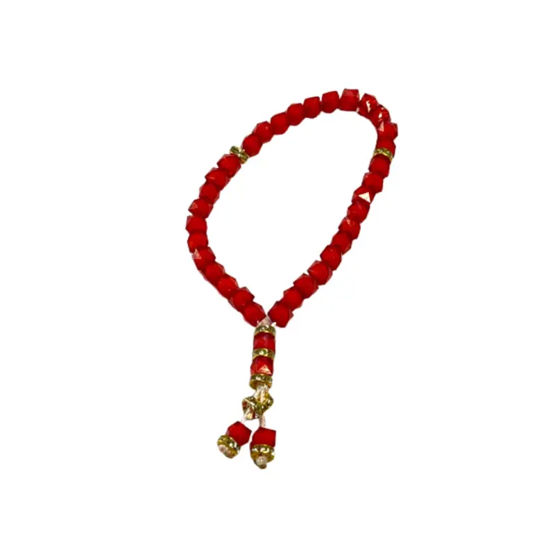 Roter Kristall-Tasbih mit 33 Perlen