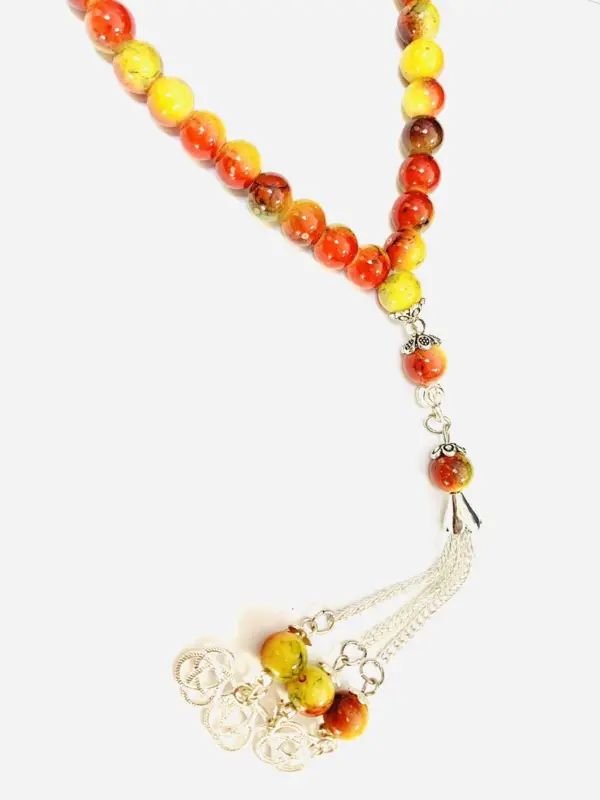 Eldfärgad Glas Tasbih med 33 pärlor
