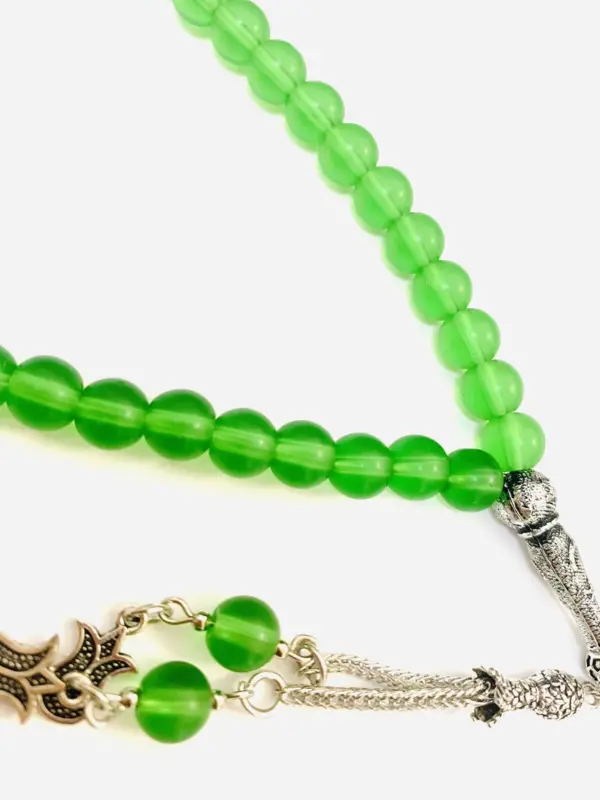 Frozen Green Färgat Glas Tasbih med 33 Pärlor