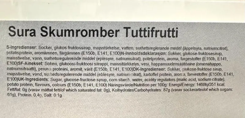 Sure Skumromber Tuttifrutti - Bubs 2,6 kg