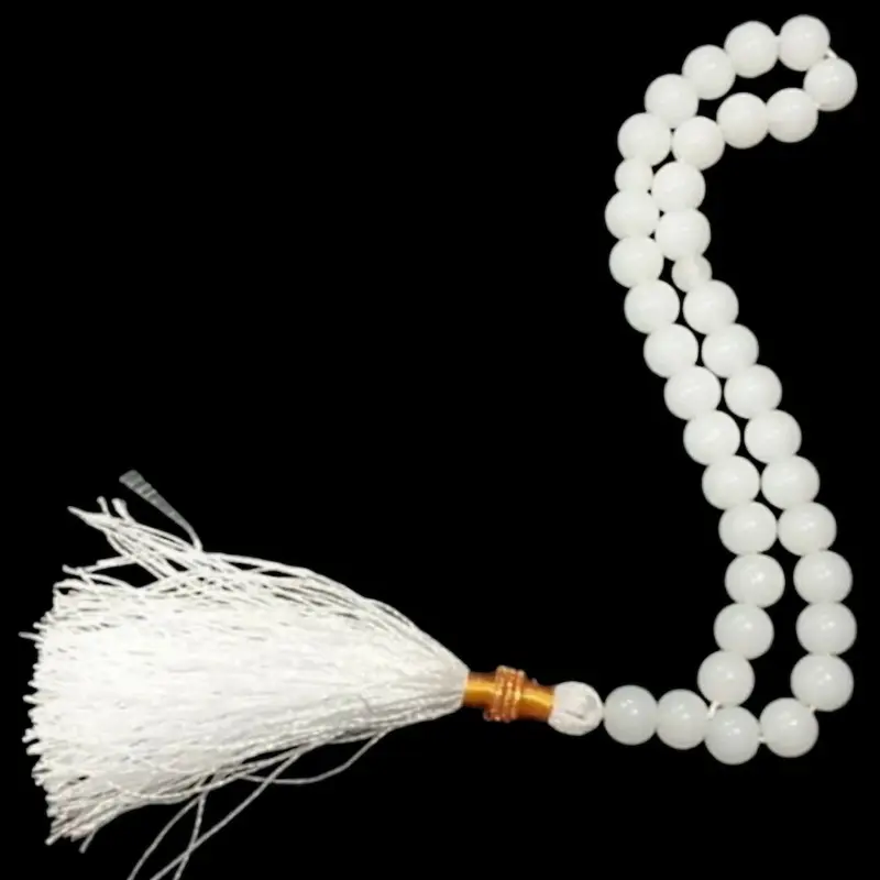Stilfull Vit Sten Tasbih med 33 Pärlor