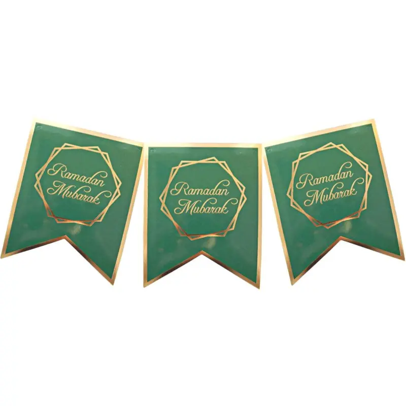 Ramadan Mubarak Party Banner - Grøn & Guld