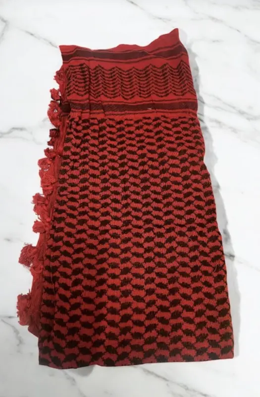 Palästina Schal, Keffiyeh, Rot/Schwarz