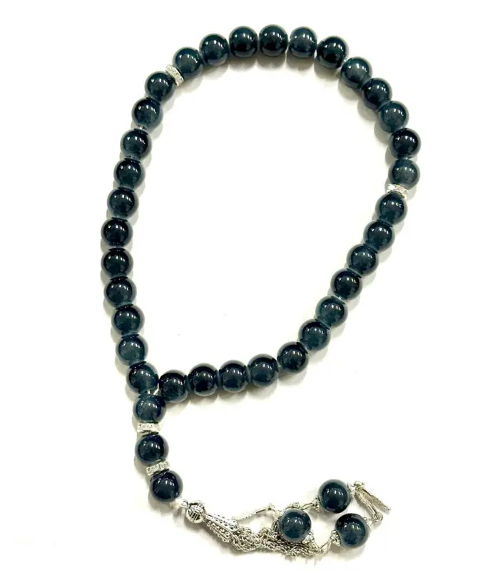 Klassisk perle tasbih med sølvdetaljer, 33 perler (7 farver)