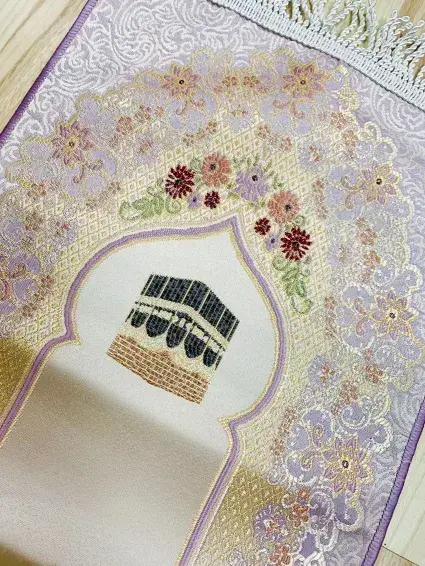 Lyxigt Kaaba-bönefilt i Guld/Lila