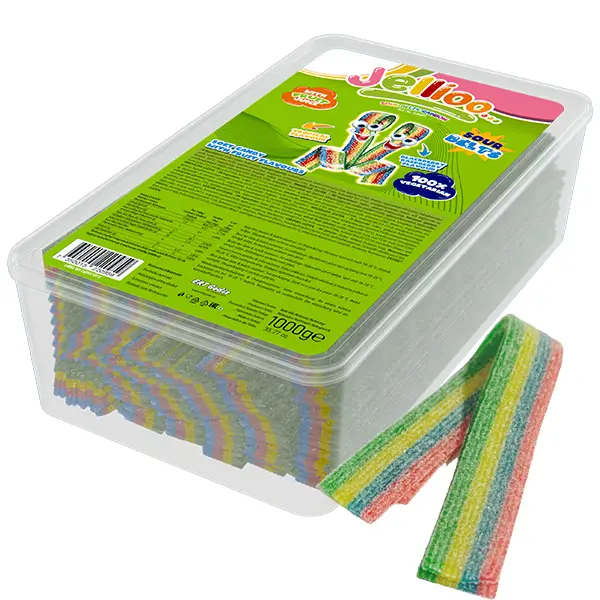 Jellioo Sour Belts Rainbow 1kg (bedst før 10/2025)