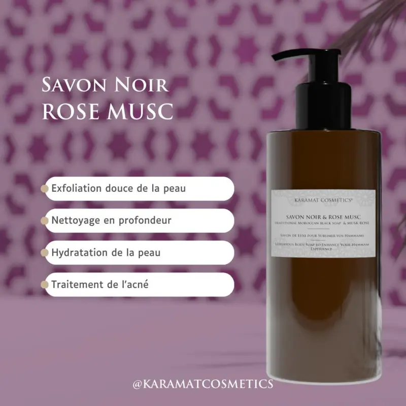 Savon Noir Rose Musc, flytande lyxtvål, 300ml