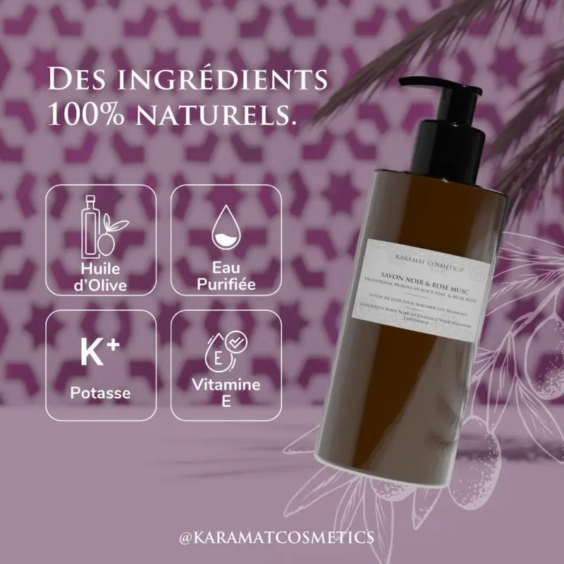 Savon Noir Rose Musc, flytande lyxtvål, 300ml