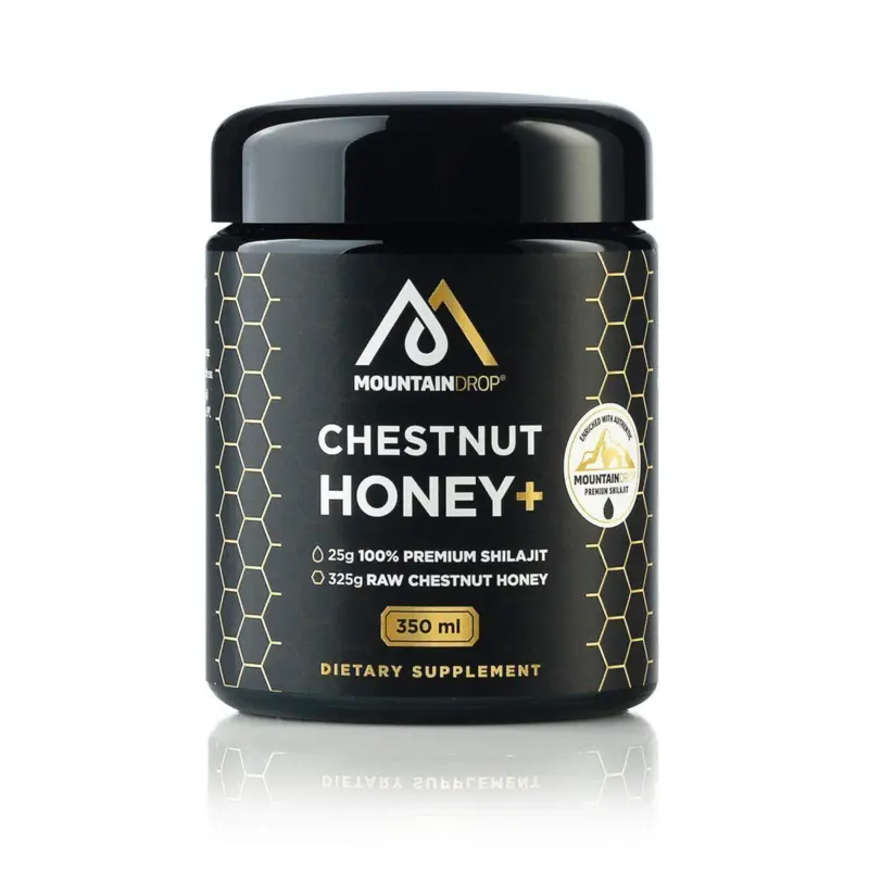 Mountaindrop Kastajne Honning med Shilajit 350 gr (bedst før juli 2026)