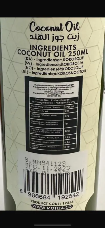 Kokosolja 250 ml - Motiza