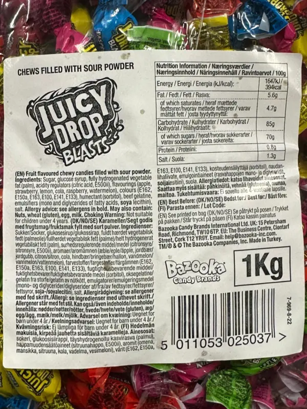 Juicy Drop Blasts, fruktkarameller, 1kg