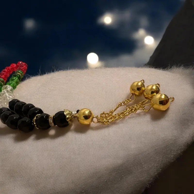 Palestina tasbih med gyllene hänge 33 pärlor