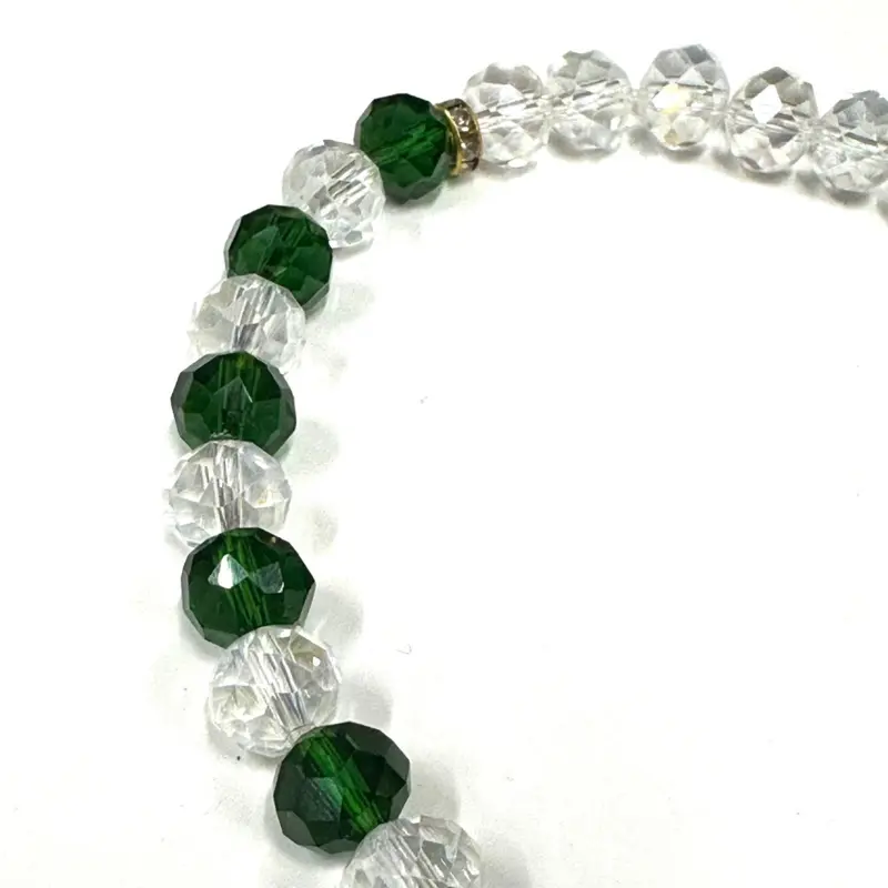 Mörkgrön & Vit Tasbih Med Glans