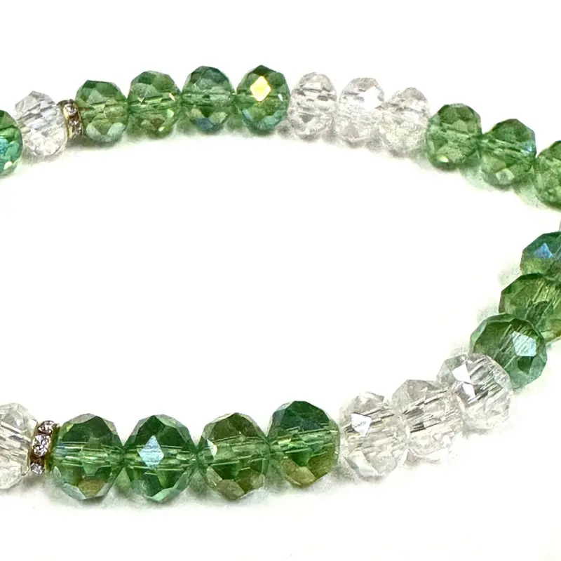 Ljusgrön & Vit Tasbih Med Glans