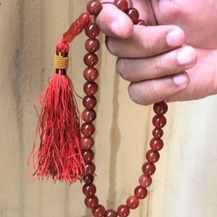 Bärnstensfärgad Tasbih i Agatsten 33 Pärlor