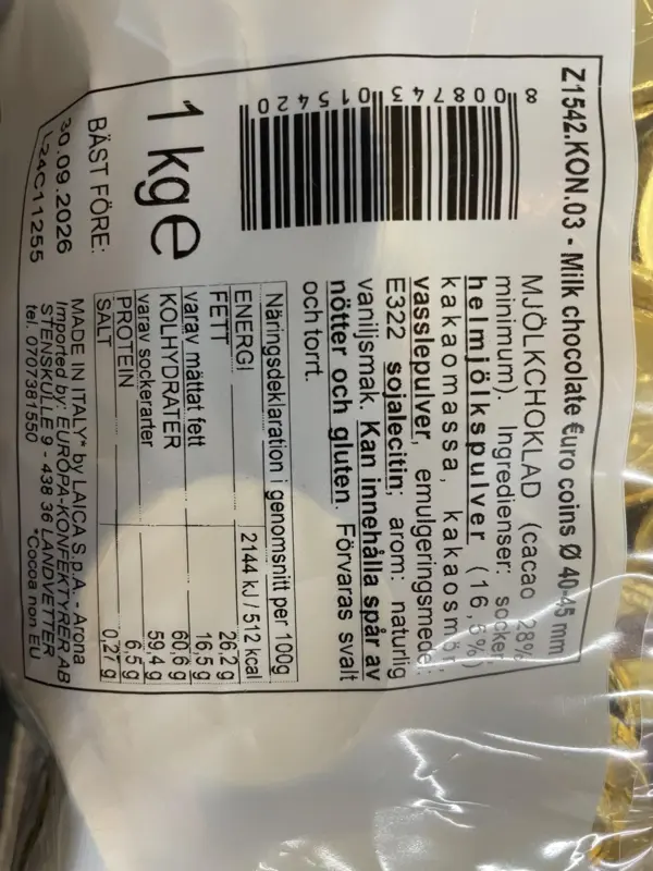 Schokoladenmünzen Euro 1 kg