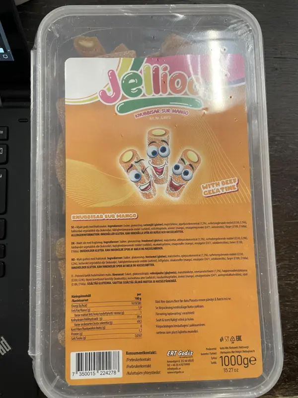 Sour Mango  1kg Jellioo (bedst før juni/2026)