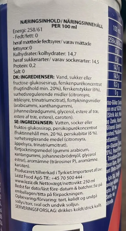 Frukt Dryck Med Persikobitar Juss Pulpy 250ml