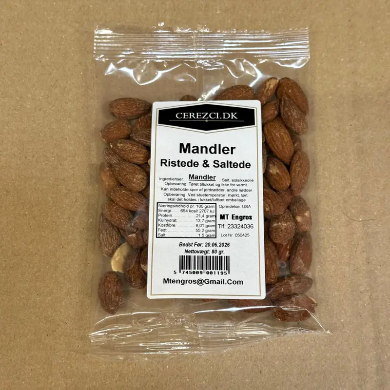 Mandeln, geröstet und gesalzen, 80g