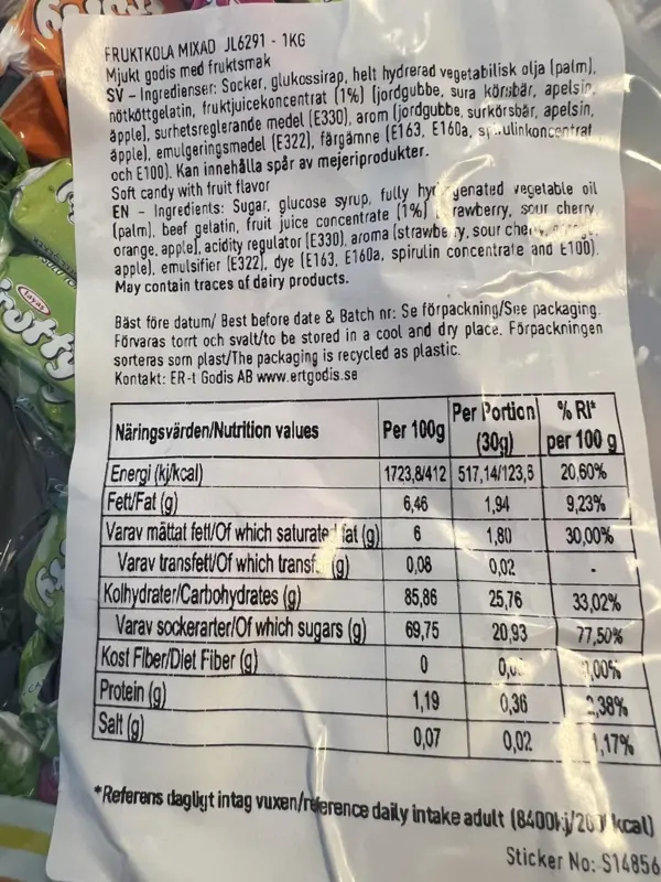 Jellio Mix Frutty Karamellen 1kg