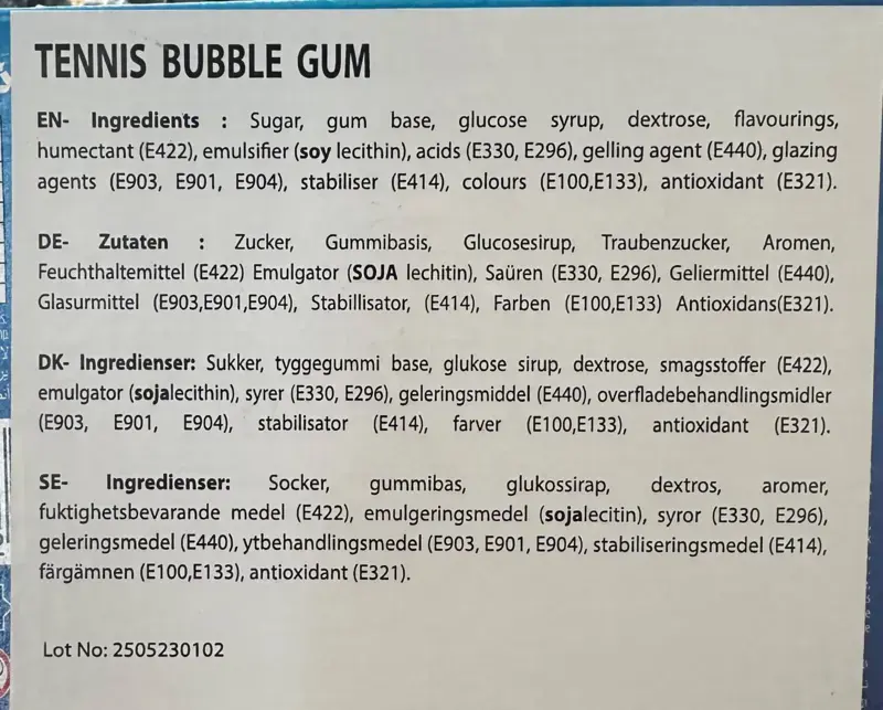 Tennis Rocket Lime Bubble Gum 1 st