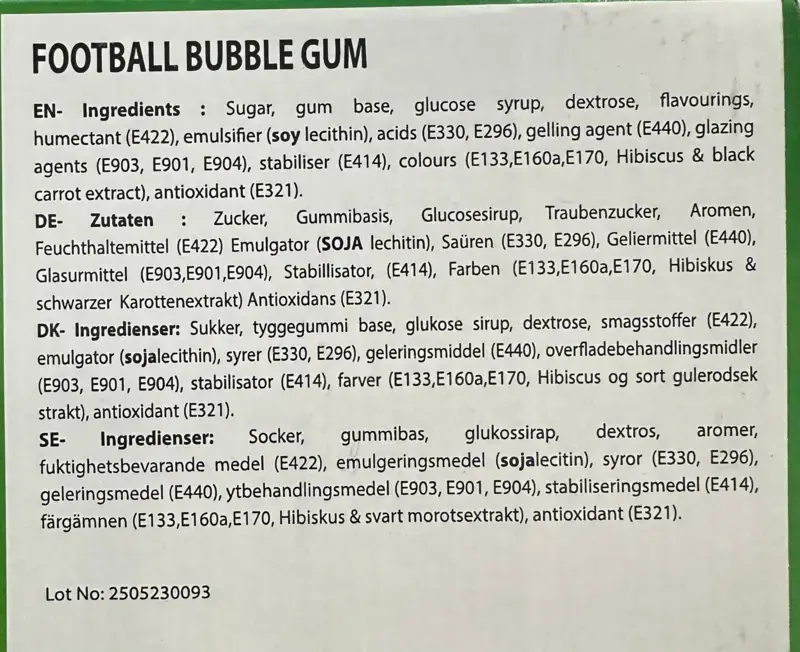 Football Tutti Frutti Bubble Gum 1st