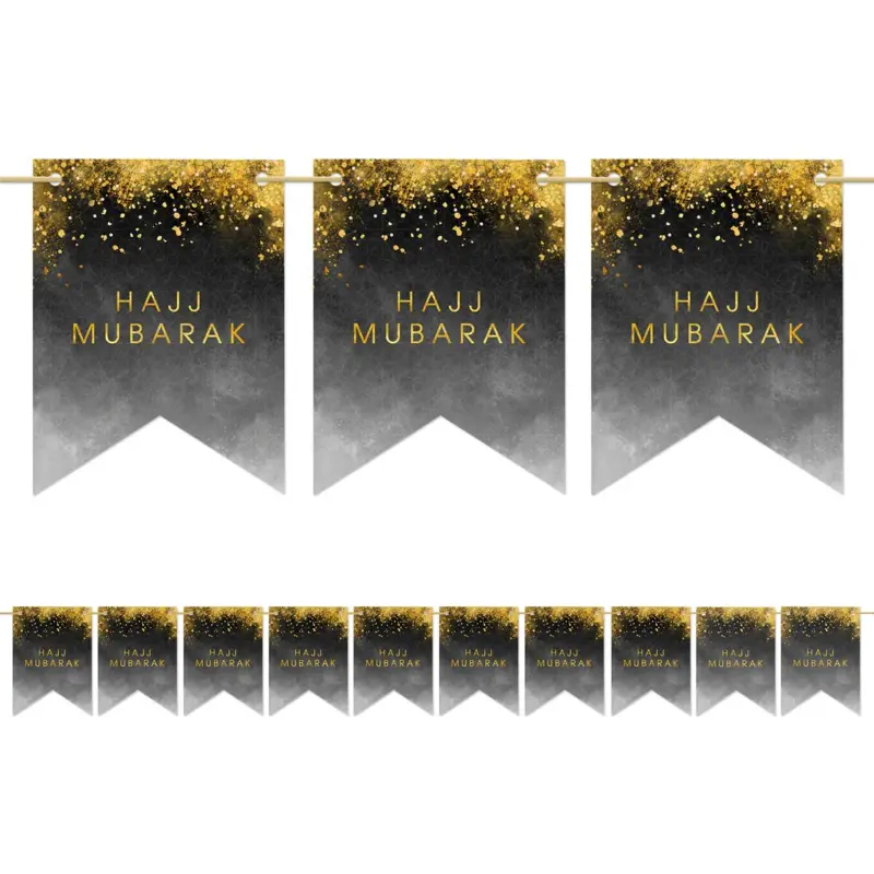 Hajj Mubarak Banner schwarz/gold (3 M)