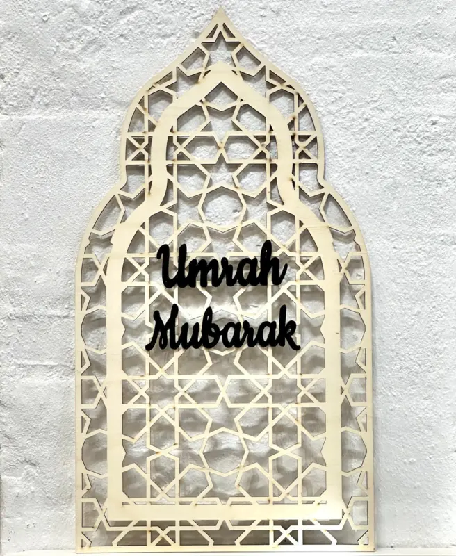 Große Umrah Mubarak Mihrab Holzdekoration
