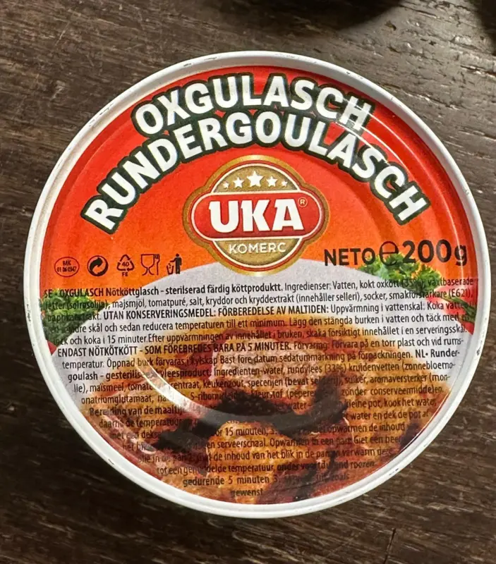 Oksegullasch på dåse, 200g