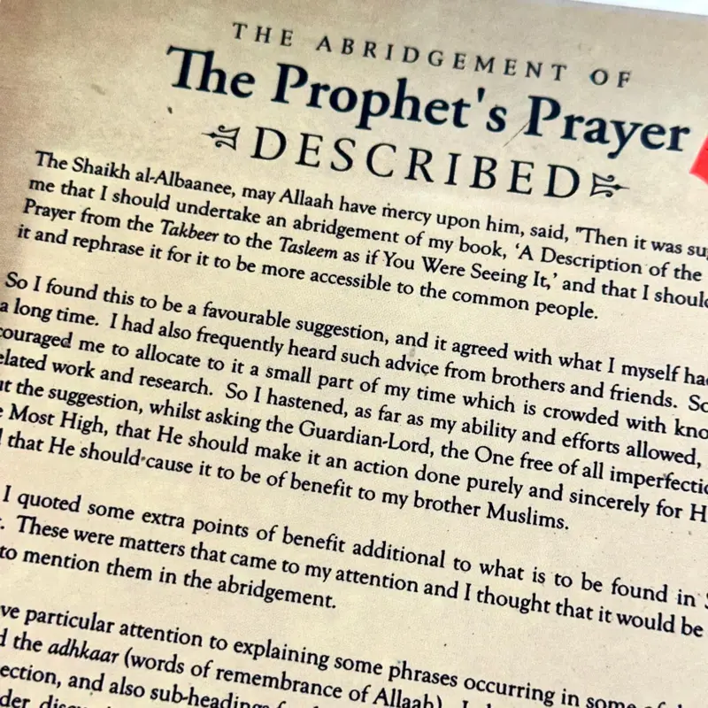 Die Zusammenfassung des Gebets des Propheten beschrieben