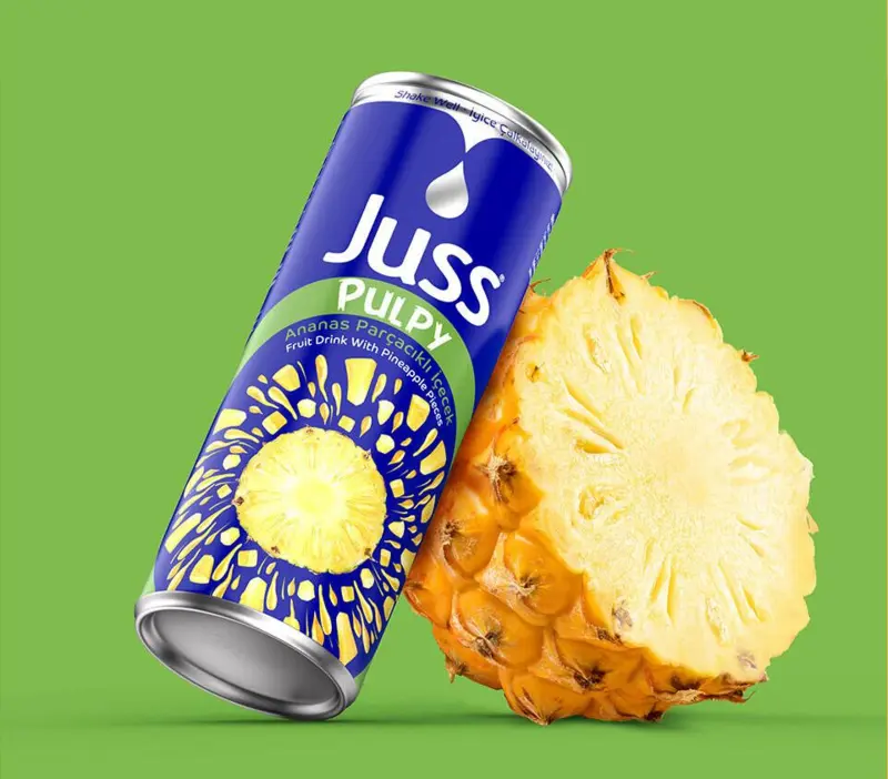 Frugt Drink Med Ananas Stykker Juss Pulpy 250 ml