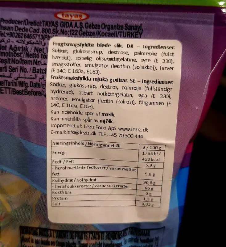 Damla Sour Fruit Bursts - Frugtkarameller med Surtpulverfyld - 250g
