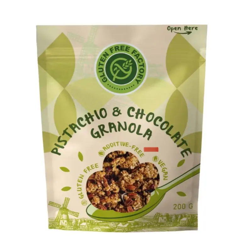 Granola med pistage och choklad, Gluten Free Factory, 200g