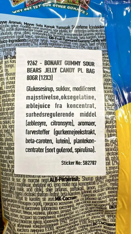 Sour Bears, bonart, 80g